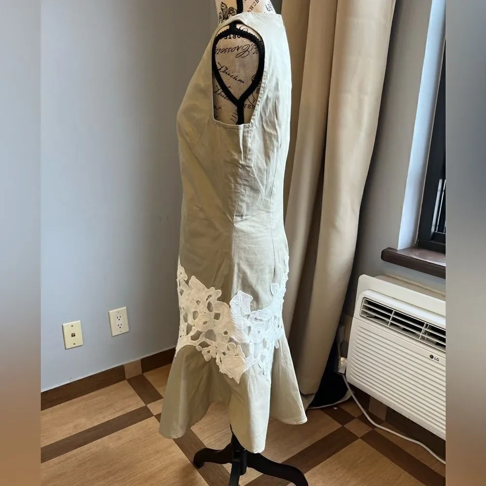 Derek Lam Collective Khaki Lace V-Neck Dress